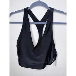 NWT$52 Speedo Racerback Swim Top S BLACK Bikini Sports Active Beach